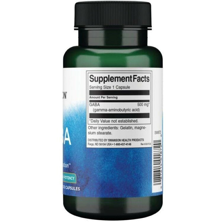 スワンソン ギャバ 高濃度 500mg 100粒 カプセル Swanson GABA High Potency サプ...