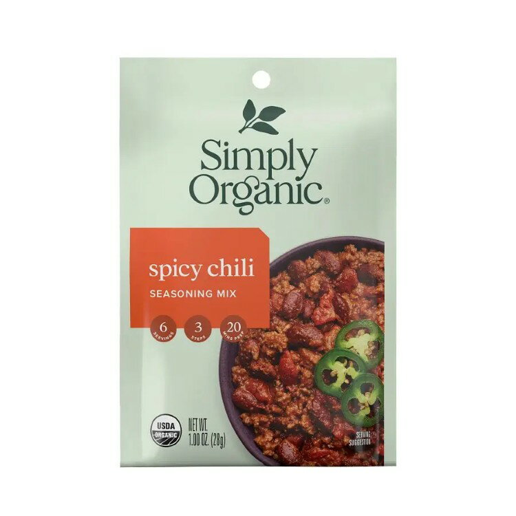 Spices - シンプリーオーガニック スパイシーチリ シーズニングミックス 28g Simply Organic Spicy Chili Seasoning Mix 1.0 oz. 【お取り寄せ商品】