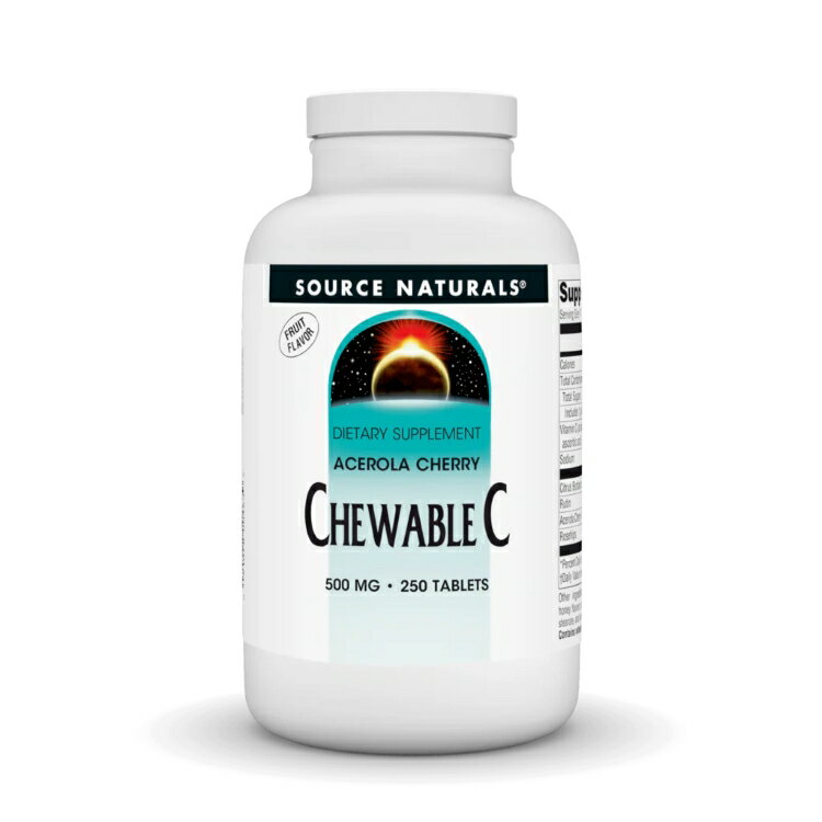 ソースナチュラルズ アセロラチェリー チュアブルC 500mg フルーツ由来 250粒 Source Naturals Acerola Cherry Chewable C 500 mg Fruit 250 Tablet 【お取り寄せ商品】【合わせて買いたい】