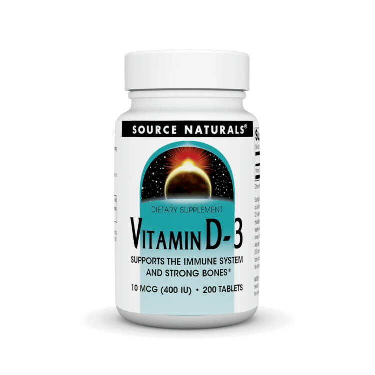 ソースナチュラルズ ビタミンD3 400IU 200粒 Source Naturals Vitamin D-3 400 IU 200 Tablet 【お取り寄せ商品】【合わせて買いたい】