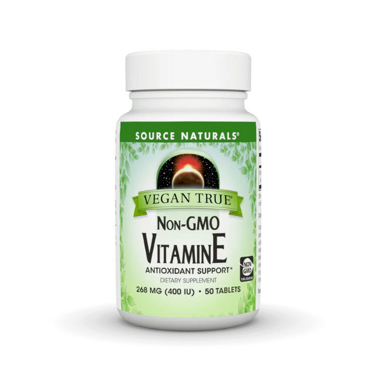 ソースナチュラルズ ヴィーガントゥルー 非遺伝子組換 ビタミンE 400IU 50粒 Source Naturals Vegan True Non-GMO Vitamin E 400 IU 50 Tablet 【お取り寄せ商品】【合わせて買いたい】