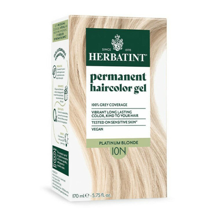 ハーバティント ナチュラルヘアカラー パーマネントプラチナブロンド (10N) 170ml HERBATINT NATURAL HAIR COLOR Herbatint Permanent Platinum Blonde (10N) 5.75 OUNCE 【お取り寄せ商品】