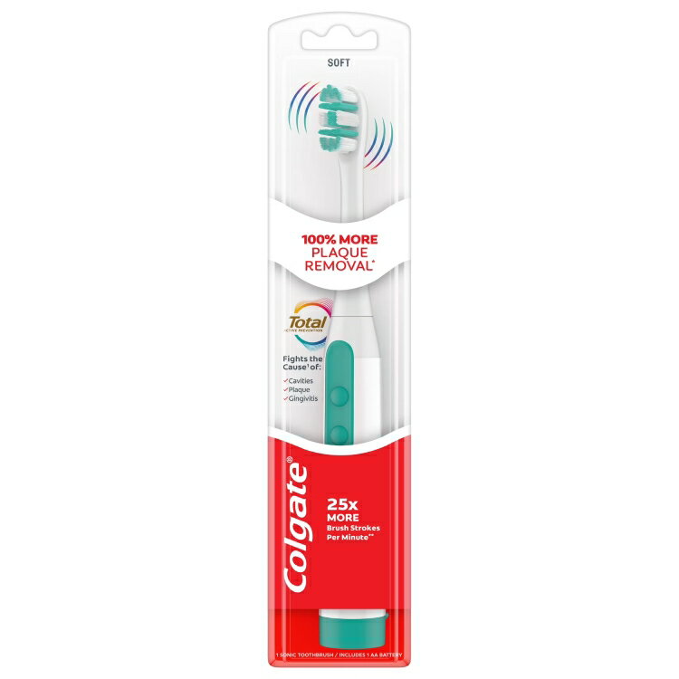 コルゲート トータル 大人用 ソニック 電池式電動歯ブラシ ソフト Colgate Total Adult Sonic Battery Operated Electric Toothbrush, Soft 