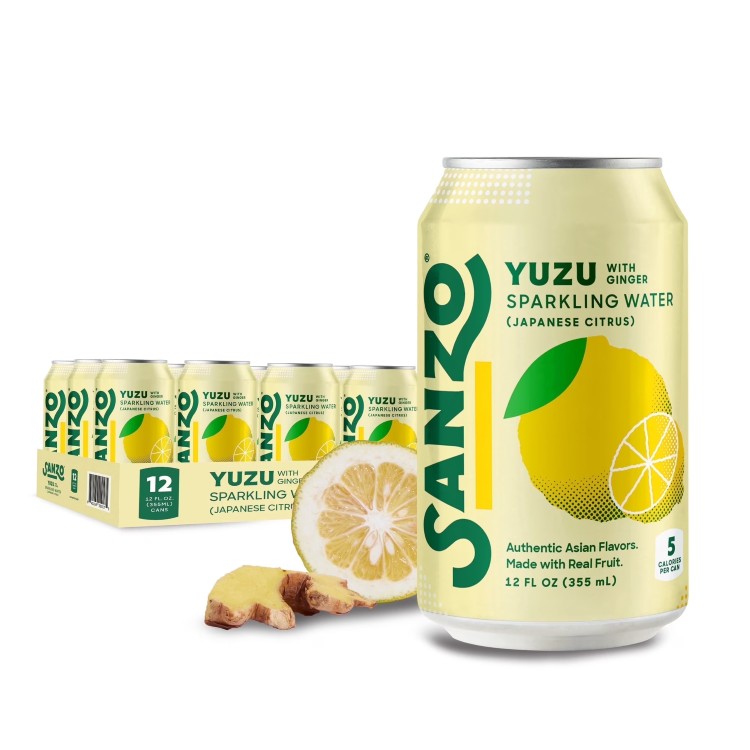 サンゾー ゆずジンジャー スパークリングウォーター 355ml 12缶パック Sanzo Yuzu with Ginger Sparkling Water, 12 fl oz, 12 Pack Cans 