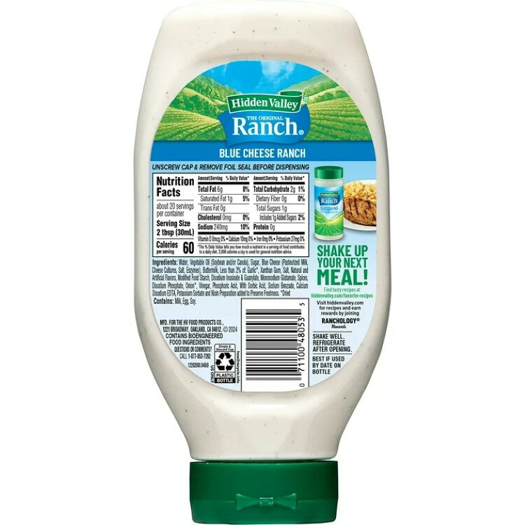 ヒドゥンバレー ブルーチーズ ランチ コンディメント＆ドレッシング 591mlイージースクイーズ Hidden Valley Blue Cheese Ranch Condiment and Dressing, 20 fl oz Easy Squeeze Bottle 【お取り寄せ商品】 - 2