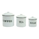 【最大1200円OFFクーポン】【在庫限り!】メタル コンテナー フタ付き コーヒー/紅茶/シュガー 3個セット Metal Containers with L...