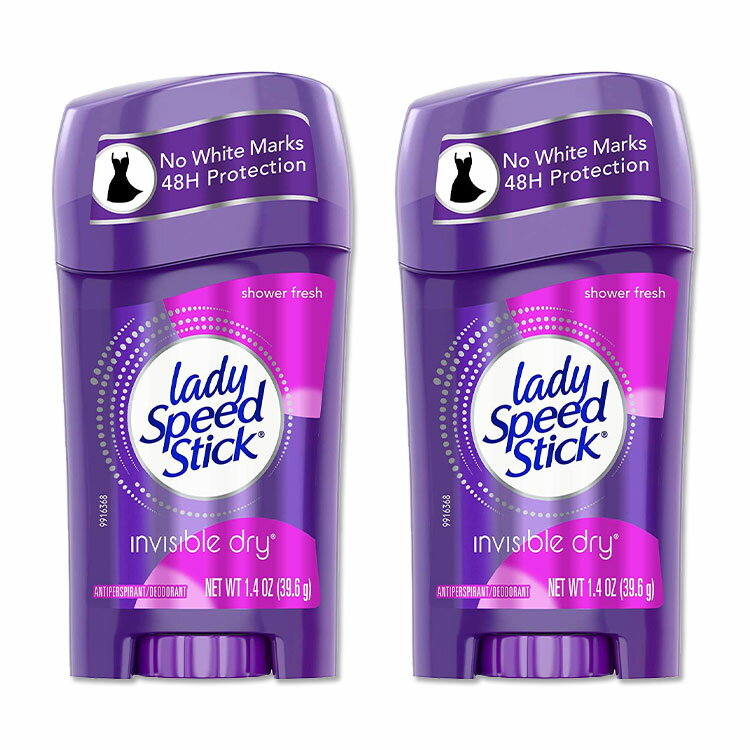 【12000円以上1400円OFFクーポンあり】2個セット Lady Speed Stick デオドラントスプレー インビジブルドライ シャワーフレッシュの香り 39.6g(1.4oz) レディスピードスティック