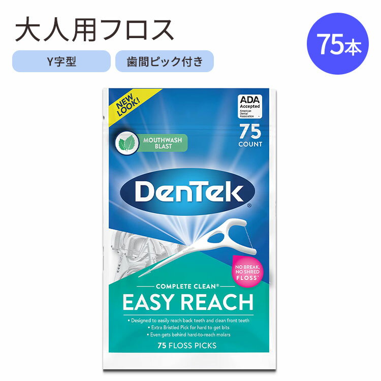 デンテック コンプリート クリーン デンタルフロス ミント味 75本 DenTek Complete Clean Fresh Mint Easy Reach Angled Floss Picks