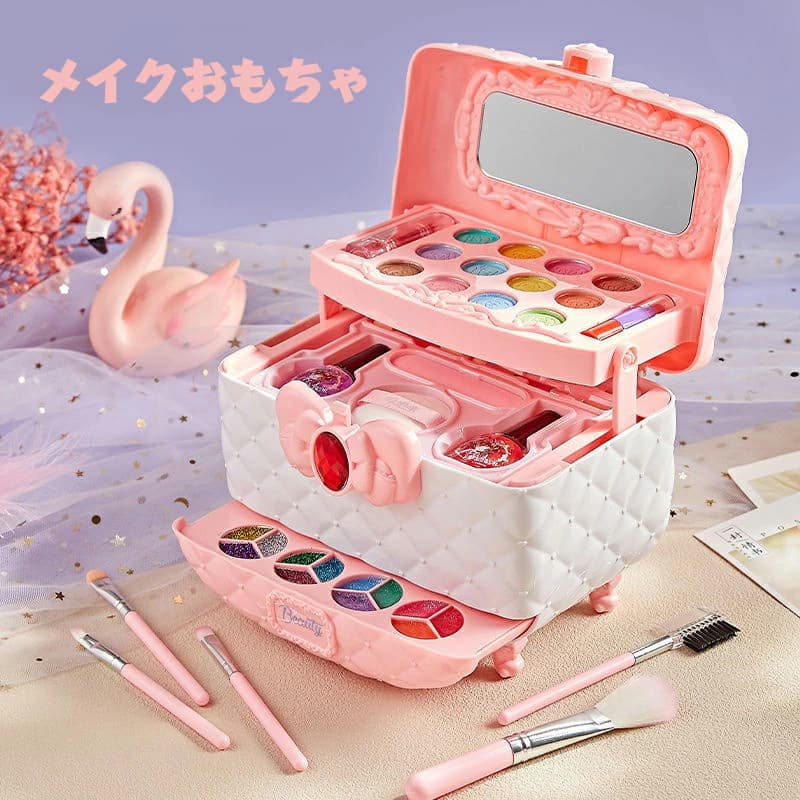 お化粧セット おもちゃ コスメセット ごっこ遊び メイクセット おもちゃ メイクアップセット メイクボックス キッズ プリンセス コスメティック アイシャドウ リップグロス 安全 無毒 洗える お化粧セット 化粧品おもちゃ