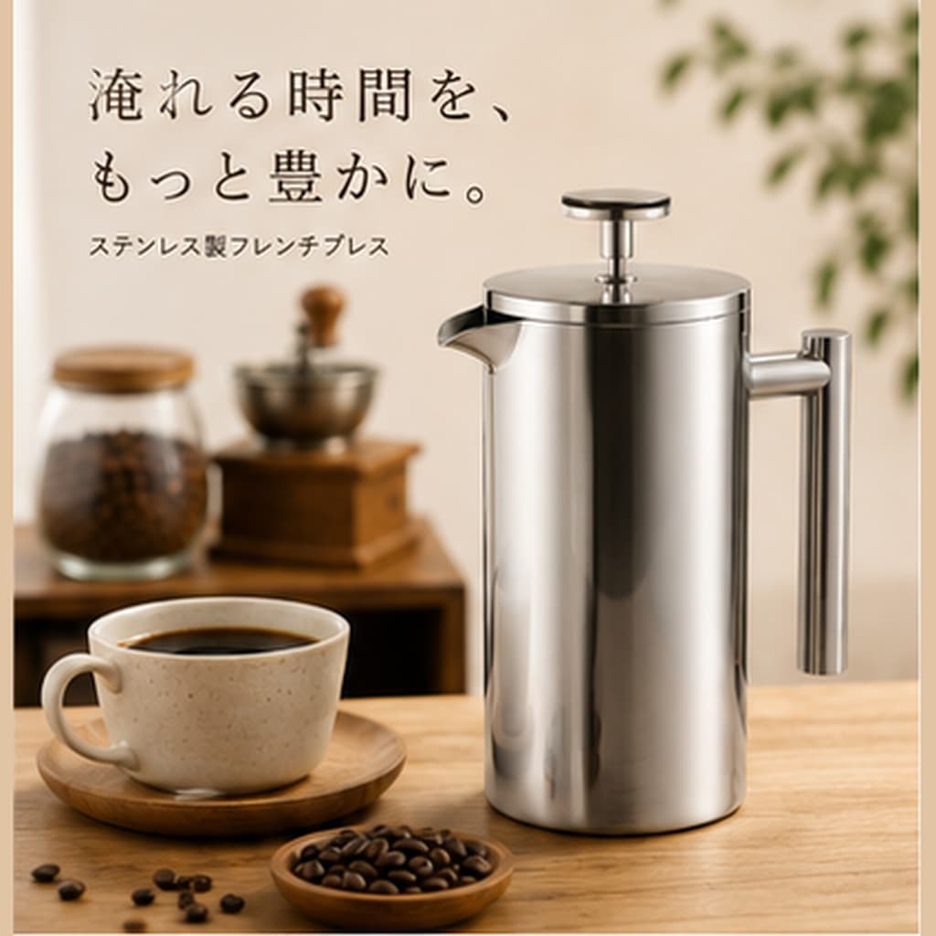 フレンチプレス 350ml 600ml 800ml 1000ml 304ステンレス 二重構造 コーヒープレス プレス式フィルター 紅茶 緑茶 お茶 家庭用 オフィス アウトドア プレゼント