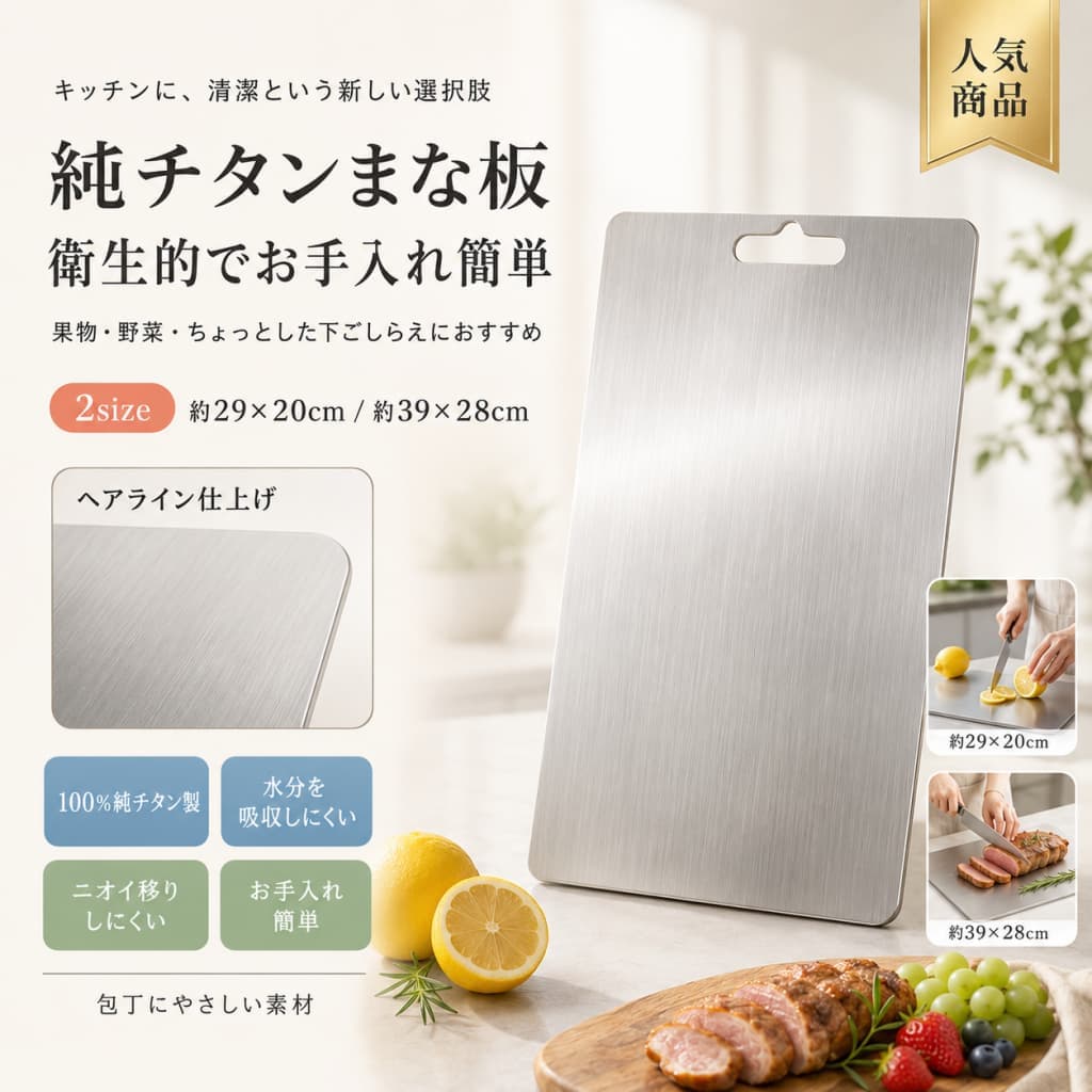 チタンまな板100%純チタン製カッ...