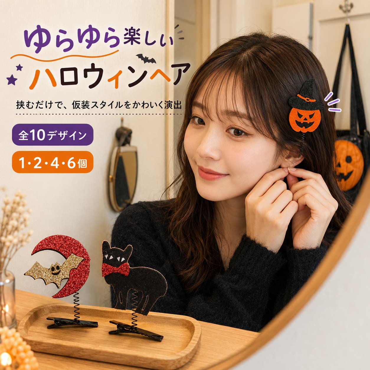 関連キーワード ハロウィンヘアクリップ ハロウィン髪飾り ハロウィンヘアアクセサリー ハロウィンアクセサリー ハロウィン髪アクセ 仮装ヘアアクセサリー コスプレヘアアクセサリー 衣装小物 ヘアクリップ 髪留め ヘアピン クリップ髪飾り 髪飾りクリップ かわいいヘアクリップ イベント用ヘアアクセ スプリングヘアクリップ バネ式ヘアクリップ 伸縮ヘアアクセサリー 揺れる髪飾り 揺れるヘアアクセ 動くヘアクリップ ユニーク髪飾り 目玉デザイン 目玉ヘアクリップ 目玉アクセサリー ハロウィン目玉 モンスター目玉 骸骨デザイン 骸骨ヘアクリップ スカル髪飾り ドクロアクセサリー スカルヘアアクセ ハロウィンスカル マスクデザイン マスク髪飾り 仮面ヘアアクセ ハロウィンマスク コスプレマスク風アクセ かぼちゃデザイン パンプキン髪飾り かぼちゃヘアクリップ ジャックオーランタン ハロウィンパンプキン 1個入り 1個セット 単品 2個セット 2個入り 4個セット 4個入り 6個セット 6個入り セット販売 柄指定可能 柄指定 デザイン選択 種類選択 好きな柄を選べる ランダム発送 ランダムデザイン アソートセット 子供用ヘアアクセサリー キッズヘアクリップ 子供髪飾り 子供仮装用品 キッズコスプレ ティーン向け 学生用ヘアアクセ 女子高生アクセサリー 中高生髪飾り かわいいコスプレ小物 大人用ヘアアクセサリー レディース髪飾り 大人仮装アイテム ハロウィンファッション パーティー用品 ハロウィンパーティー パーティーアクセサリー イベント小物 パーティー装飾 ダンス衣装 ダンス発表会 ダンスアクセサリー ステージ小物 ダンスイベント用品 学園祭 文化祭用品 学校イベント 学生イベント 学園祭コスプレ コスプレ用品 仮装用品 ハロウィン仮装 コスチューム小物 仮装アクセサリー 衣装アクセ 撮影小物 撮影用アクセサリー 写真撮影小物 SNS撮影アイテム フォトプロップス ハロウィンイベント ハロウィン飾り ハロウィングッズ ハロウィンパーティー用品 季節イベント用品 秋イベント 秋祭り用品 秋の仮装アイテム 季節限定アクセサリー かわいいハロウィンアクセ おしゃれ髪飾り 面白いヘアアクセ ユニーク仮装小物 人気ハロウィングッズ【製品概要】 ハロウィンの仮装やパーティーコーデに取り入れやすい、スプリング飾り付きヘアクリップ。目玉、骸骨、マスク、かぼちゃなどのモチーフが動きに合わせて揺れ、髪に留めるだけで季節感のあるアクセントを加えられます。 【商品特徴】 ・揺れる飾り：ブラックのスプリング付きで、中央のモチーフが動きに合わせて揺れます。 ・ハロウィンモチーフ：目玉、骸骨、マスク、かぼちゃなど、季節感のあるデザインを展開。 ・簡単装着：ヘアクリップ式なので、髪に留めるだけで手軽にアレンジできます。 ・選べる数量：1個、2個、4個、6個から、人数や使い方に合わせて選べます。 ・指定・ランダム対応：デザイン指定またはランダム注文に対応しています。 ・イベント向け：仮装、パーティー、撮影、学園祭、ダンス衣装の小物にも便利です。 【主な仕様】 ・商品タイプ：ハロウィンヘアクリップ、仮装用ヘアアクセサリー ・構造：スプリング飾り付きクリップ ・スプリングカラー：ブラック ・クリップ土台カラー：ブラック ・装飾モチーフ：目玉、骸骨、マスク、かぼちゃなど ・数量タイプ：1個／2個／4個／6個 ・注文方法：デザイン指定、ランダム注文対応 ・使用対象：子供、ティーン、成人 ・用途：ハロウィン、パーティー、ダンス、学園祭、仮装、撮影 【デザイン】 目玉モチーフ、骸骨モチーフ、マスクモチーフ、かぼちゃモチーフ、その他ハロウィンデザインをご用意。スプリングとヘアクリップ土台はブラックです。ご希望デザインは商品選択肢または備考欄でご確認ください。 【おすすめシーン】 ハロウィンパーティー、仮装、コスチュームのワンポイント、ダンスイベント、舞台衣装、学園祭、学校イベント、家族や友人とのおそろい、写真撮影や記念撮影の小物におすすめです。 【注意事項】 ・本商品は装飾用ヘアアクセサリーです。本来の用途以外には使用しないでください。 ・ご注文前に、数量タイプとデザイン指定・ランダムの注文方法をご確認ください。 ・小さな部品やスプリングを使用しています。お子様が使う際は保護者が付き添ってください。 ・口に入れたり、装飾部分やスプリングを強く引っ張ったりしないでください。 ・目や顔に当たらないよう、装着位置にご注意ください。 ・就寝時、激しい運動時、乗り物の運転時は取り外してください。 ・破損、変形、部品の緩みがある場合は使用を中止してください。 ・火気や高温を避け、色味は撮影環境やモニター設定により異なる場合があります。 【関連キーワード】 ハロウィンヘアクリップ 髪飾り スプリング飾り 仮装小物 揺れるアクセサリー 目玉 骸骨 イベント撮影
