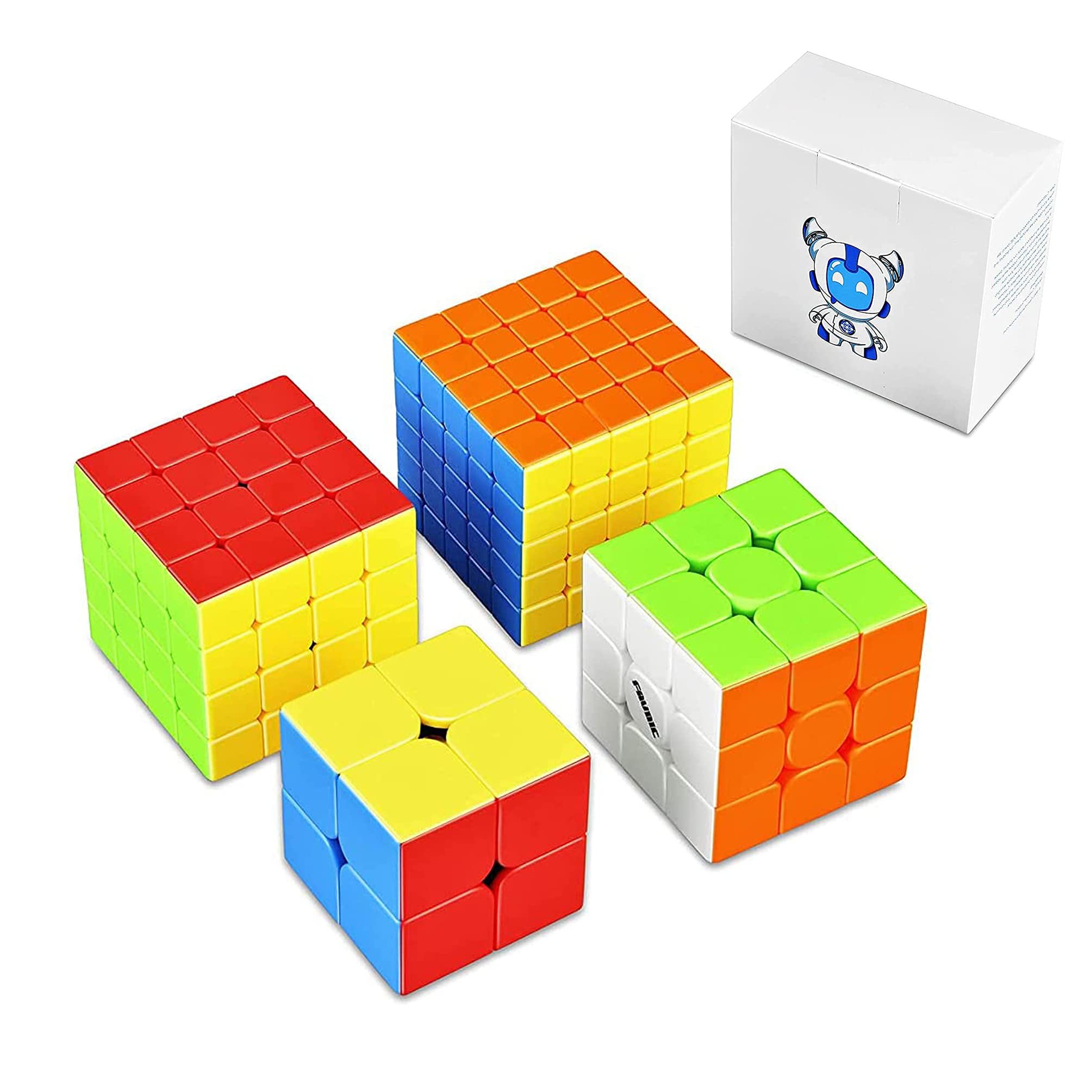 マジックキューブ 競技版 2×2、3×3、4×4、5×5 魔方 プロ向け 回転スムーズ 安定感 知育玩具 Magic Cube (4個セット)ステッカーレス 子供 ギフト クリスマス プレゼント