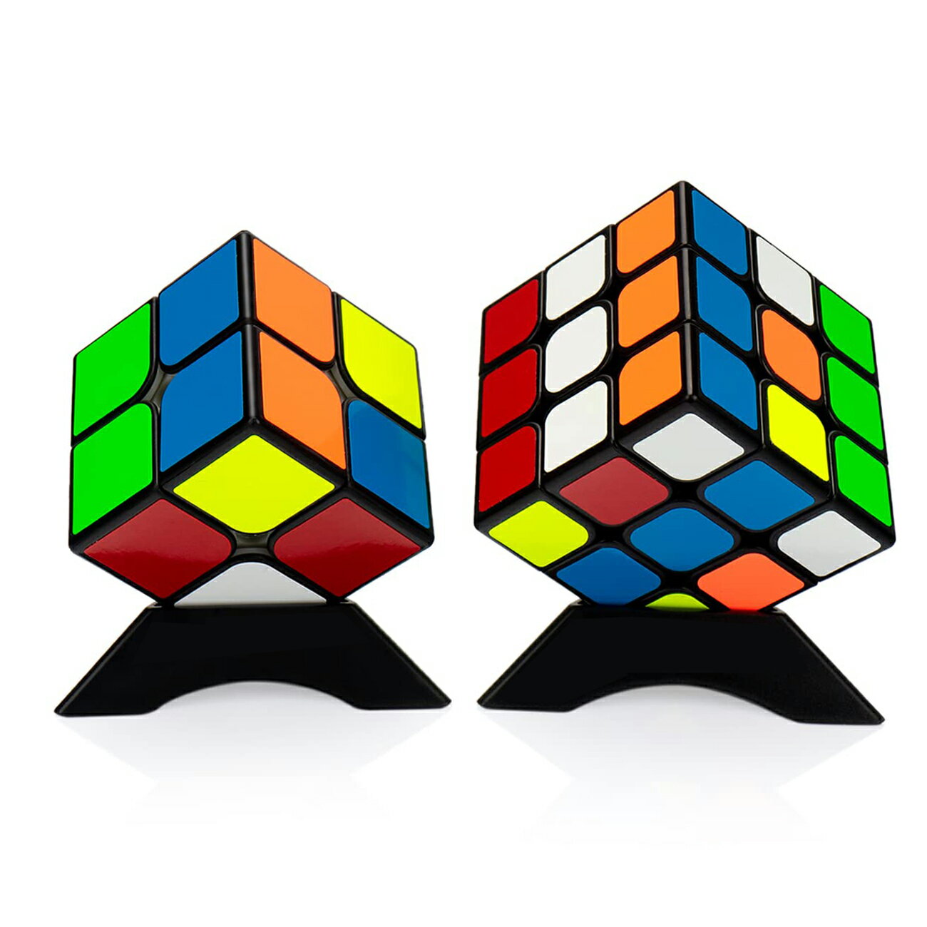 マジックキューブ 公式版 2×2、3×3 魔方 プロ向け 回転スムーズ 安定感 知育玩具 Magic Cube (2個セット) ブラック 子供 ギフト クリスマス プレゼント