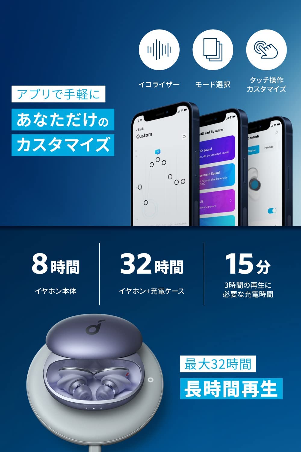 【新品】1週間以内発送 Anker Soundcore Liberty 3 Pro（完全ワイヤレスイヤホン Bluetooth 5.2）【ウルトラノイズキャンセリング 2.0 / ハイレゾ / LDAC / マルチポイント接続 / ワイヤレス充電 / 外音取り込み / PSE技術基準適合】ライトパープル