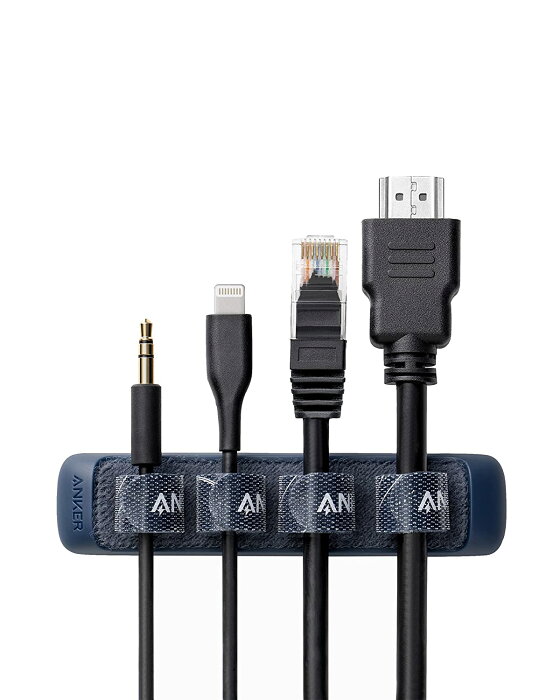 【新品】1週間以内発送 Anker 結束バンド式 ケーブルホルダー (Easy-Fastening Cable Holder) 面ファスナー ライトニングケーブル USB-C ケーブル Micro USB ケーブル 他対応 (ブルー)