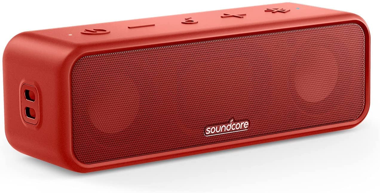 1週間以内発送 Anker Soundcore 3 Bluetooth スピーカー チタニウムドライバー デュアルパッシブラジエーター BassUpテクノロジー アプリ対応 イコライザー設定 USB-C接続 IPX7 防水 24時間連続再生 PartyCast機能 レッド