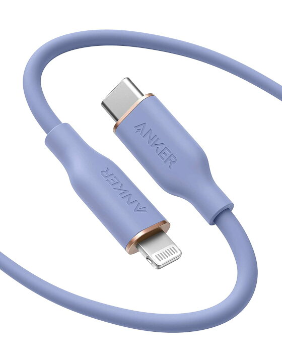 【新品】1週間以内発送 Anker PowerLine III Flow USB-C & ライトニング ケーブル MFi認証 Anker絡まないケーブル USB PD対応 シリコン素材採用 iPhone 13 / 13 mini / 13 Pro / 13 Pro Max / 12 各種対応 (1.8m ラベンダーグレー)