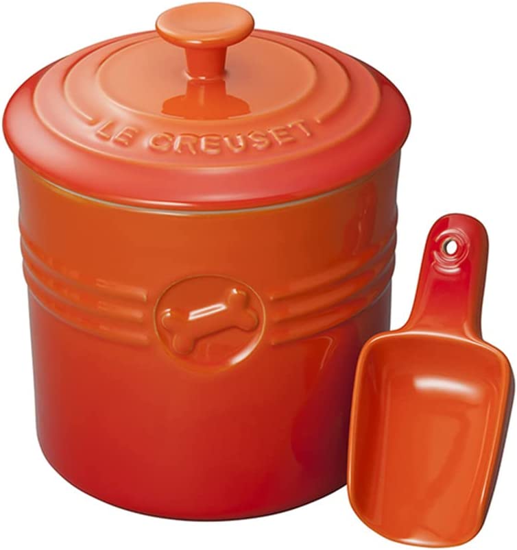 【新品】1週間以内発送 ル・クルーゼ Le Creuset フードコンテナ ペットフード・コンテナー スクープ付き オレンジ