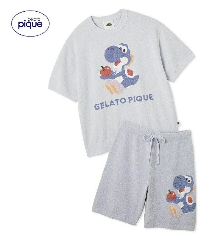 【新品】【即納】【NVY ヨッシー PMNT252013】【Mサイズ】gelato pique ジェラート ピケ 【スーパーマリオ】【メンズ】キノピオ&ヨッシージャガードプルオーバーハーフパンツセット ジェラピケ 部屋着