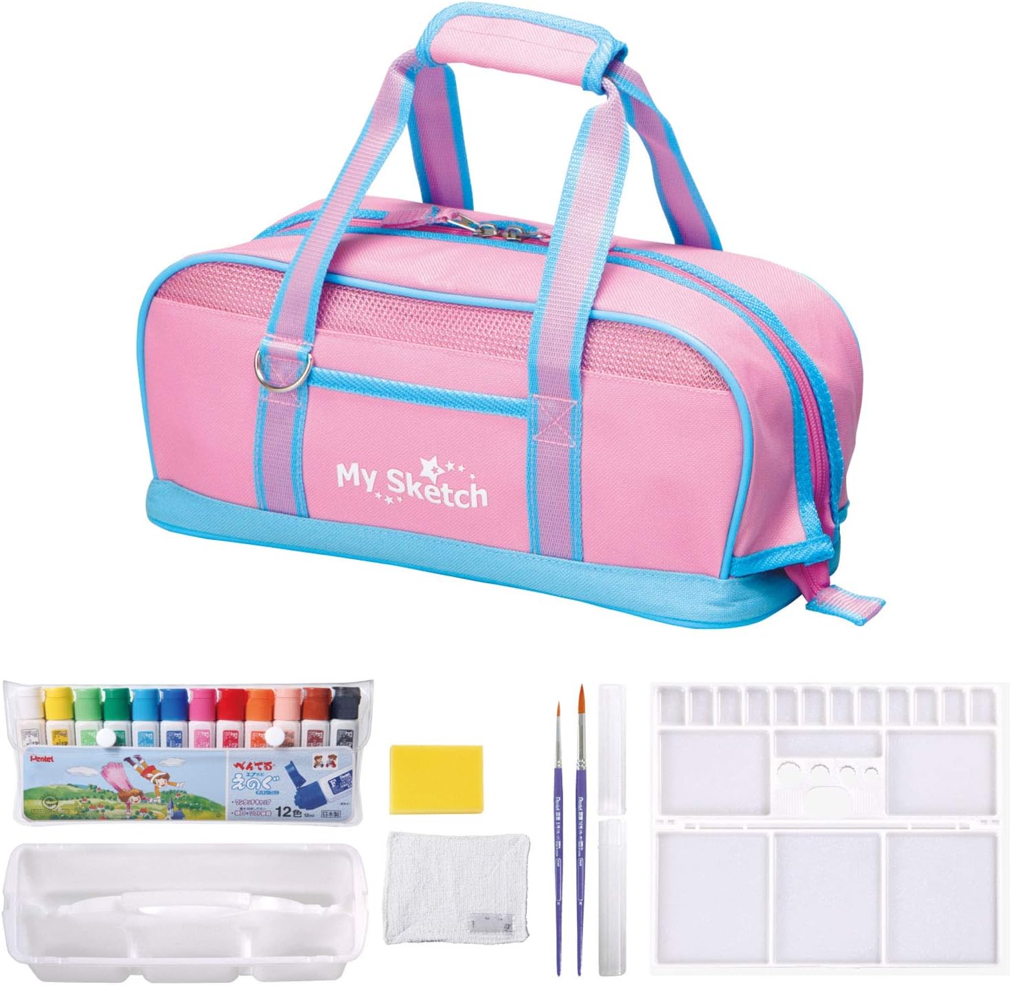 Rakuten - 【新品】5日以内発送 ぺんてる 水彩 絵の具セット 画材セット ワイド設計 ZST21-P ピンク