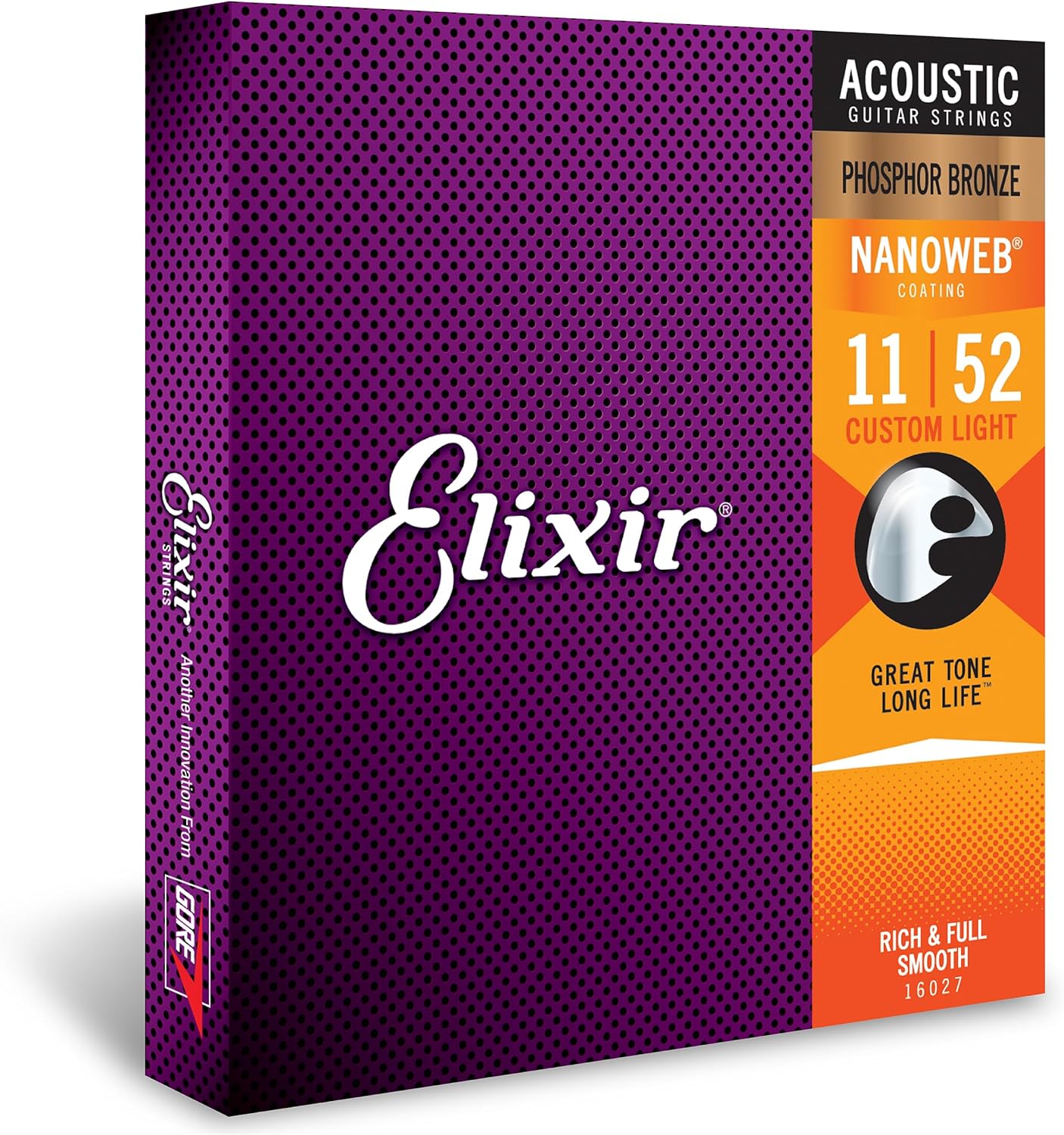 【新品】【同梱不可】5日以内発送 Elixir エリクサー アコースティックギター弦 NANOWEB フォスファーブロンズ Custom Light .011-.052 #16027