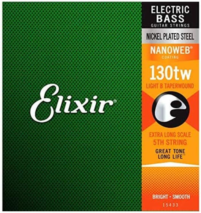 【新品】【同梱不可】5日以内発送Elixir エリクサー ベースバラ弦 NANOWEB ニッケル 5弦用 EX-Long Scale .130 #15433 テーパーワウンド
