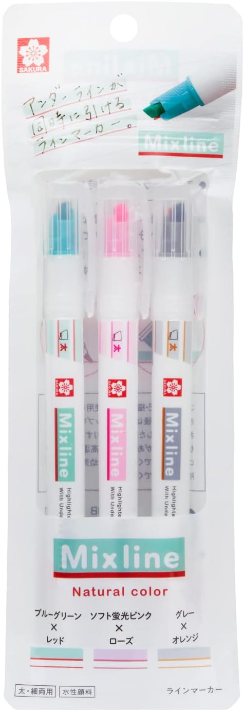 Rakuten - 【新品】【同梱不可】5日以内発送 サクラクレパス 蛍光ペン Mixline ミックスライン 3色 セット ナチュラルカラー VUK-T3B