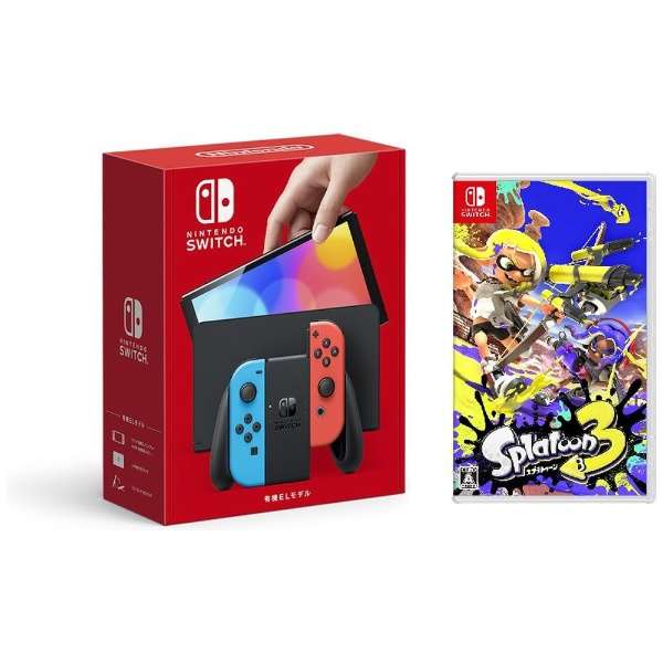 【新品】1週間以内発送　Nintendo Switch（有機ELモデル） Joy-Con(L) ネオンブルー/(R) ネオンレッド + スプラトゥーン3 セット スイッチ 本体 ゲーム機 ソフト