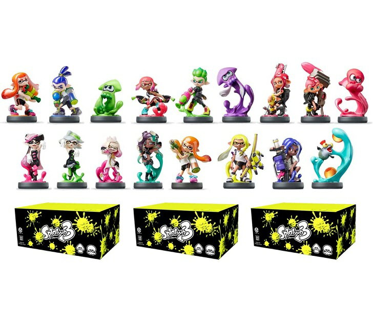 【新品】1週間以内発送　【オリジナル スプラトゥーン3BOX入り】スプラトゥーンamiibo17種セット Nintendo Switch ロゴデザイン マイクロファイバークロス 同梱 アミーボ ガール ボーイ イカ アオリ ホタル ヒメ イイダ タコ