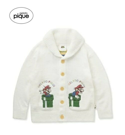 楽天SPW楽天市場店【新品】【即納】【M-Lサイズ】【OWHT マリオ】gelato pique ジェラート ピケ 【スーパーマリオ】【ユニセックス】ベビモコジャガードショールカーディガン PUNT241043　ジェラピケ もこもこ ルームウェア 部屋着