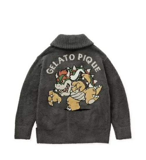 【新品】【即納】【M-Lサイズ】【DGRY クッパ】gelato pique ジェラート ピケ 【スーパーマリオ】【ユニセックス】ベビモコジャガードショールカーディガン PUNT241043　ジェラピケ もこもこ ルームウェア 部屋着