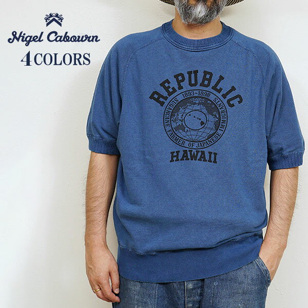 ナイジェル ケーボン PRINT SWEAT SHIRT SHORT SLEEVE COTTON × POLYESTER 4 COLORS MAIN LINE 半袖スウェットシャツ NIGEL CABOURN