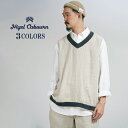 ナイジェル・ケーボン (SIZE:46/M - 52/XXL) CRICKET VEST REVERSIBLE LINEN PIN OX 3 COLORS MAIN LINE NIGEL CABOURN