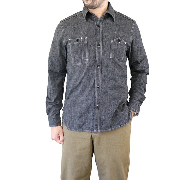 楽天SPEEDWAYイーストマンレザー・モーターサイクルクラブ CHAMBRAY WORK SHIRT 1940s STYLE WORK SHIRT SELVEDGE CHAMBRAY BLACK ELMC