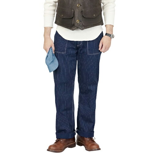 【予約商品 2024年6月入荷予定】 フリーホイーラーズ (SIZE:W28-W36) LONGSHOREMAN OVERALLS EARLY 1900s - 1920s STYLE WORK CLOTHING INDIGO WABASH STRIPE FREEWHEELERS