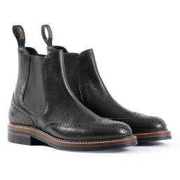 【予約商品 2024年7月頃入荷予定】 ジョン ロフグレン ブーツメーカー MEDALLION BROGUE CHELSEA BOOTS SHINKI HIKAKU HORSEBUTT BLACK MADE IN JAPAN サイドゴアブーツ JOHN LOFGREN BOOTMAKER