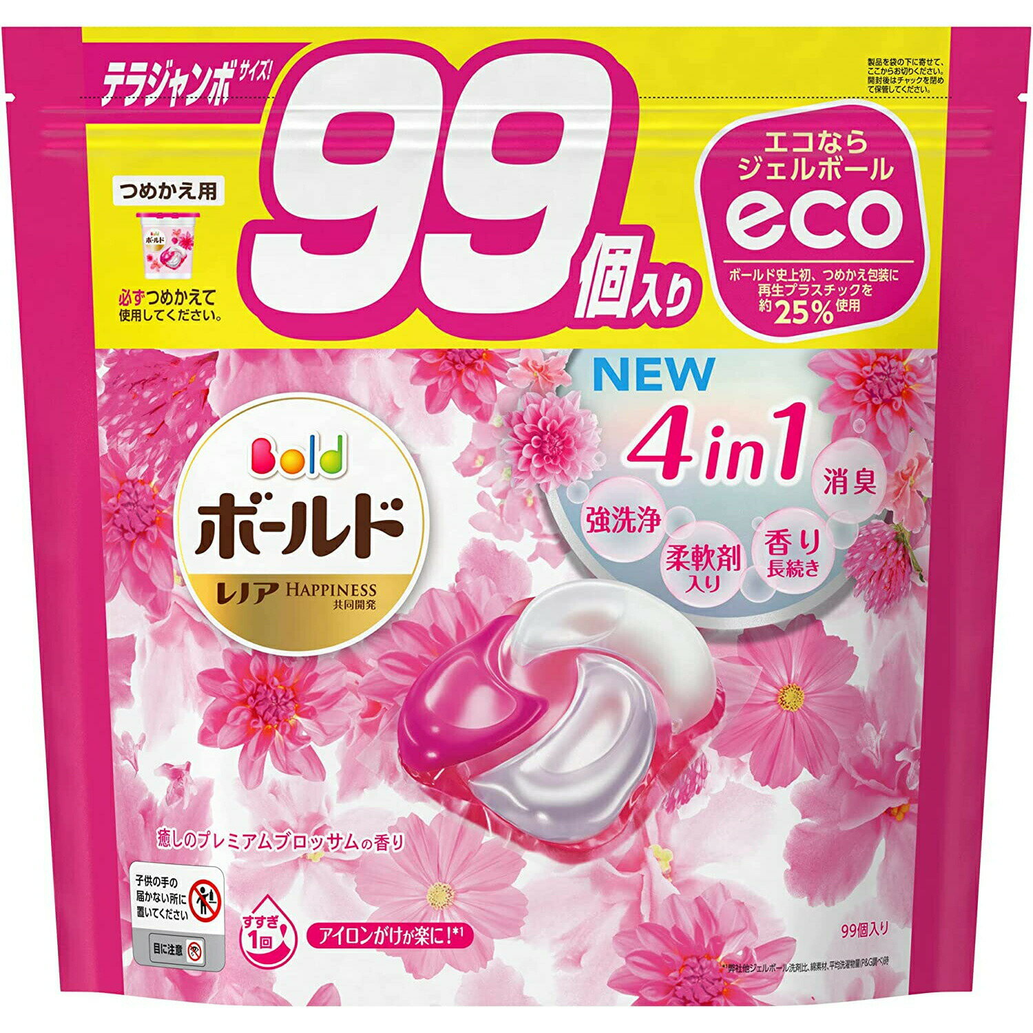 【買い回り 送料無料】ボールド 洗濯洗剤 ジェルボール4D プレミアムブロッサム 詰め替え 99個のサムネイル