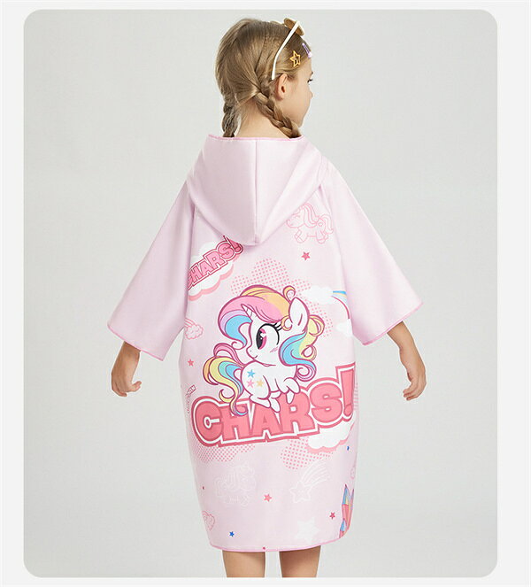 Sperlingのお着替えポンチョ 着替えタオル ポンチョタオル キッズ 子供用 吸水速乾 マイクロファイバー スイムタオル 薄手 水着 ウェットスーツ 海 プール ビーチタオル サーフィン フードつき｜アングル3