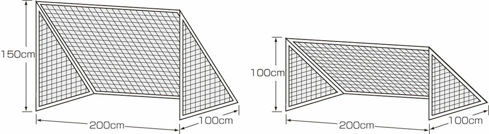 素材：ポリエチレン440T／45本サイズ：幅200cm×高100cm×奥行100cm重量：1．1kg仕様：ミニゴール用ネット、2枚1組、白色、取付ロープ付原産国：台湾お求めやすいミニゴール用取替ネット。サイズをご確認ください。