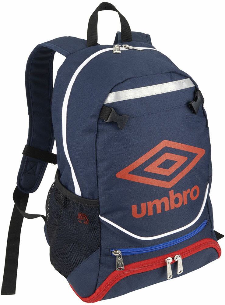 【12月5日限定 最大7％OFFクーポン＆P最大10倍】 UMBRO アンブロ サッカー ジュニアフットボールバックパック 約16L カバン リュック デイパック ボール用ネット付 撥水 シューズ入れ 収納性 ネームラベル付 再起反射板 子供 キッズ UJS1200J NVY