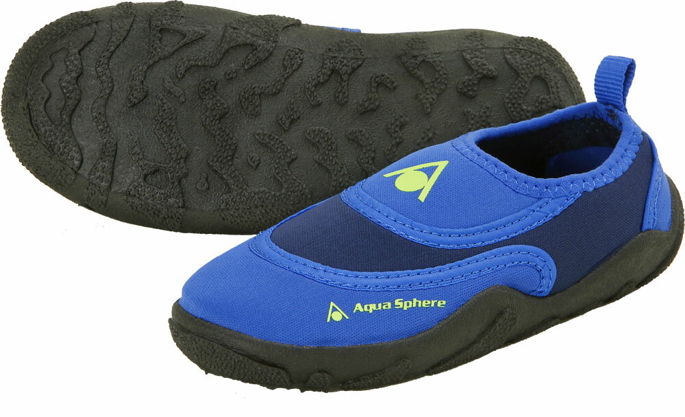 【10月20日まで P最大12倍】 アクアスフィア スイミング ビーチウォーカーキッズ BLUE／NAVY 18／19cm スノーケリングシューズ 靴 544168