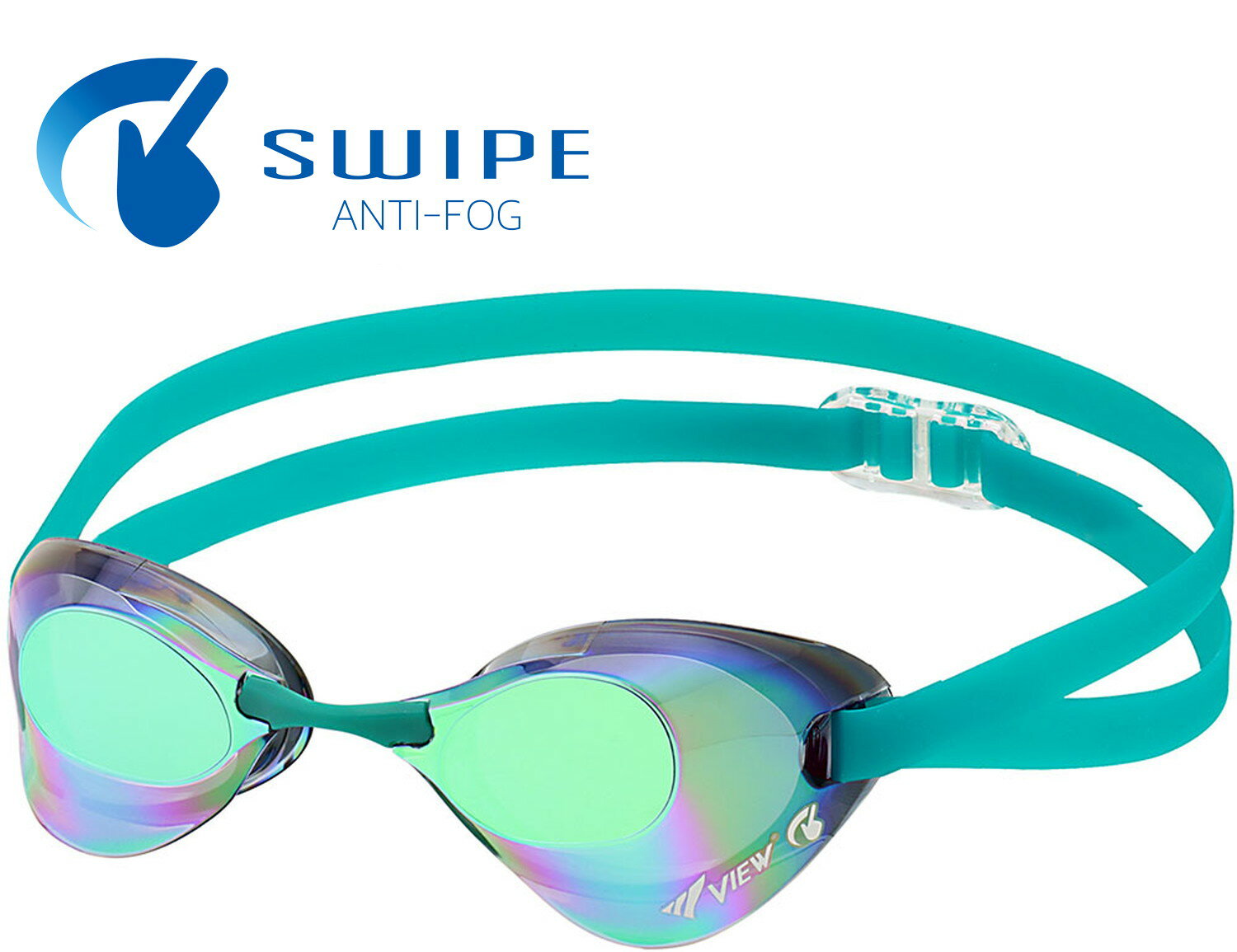 ビュー VIEW スイミング ブレード スワイプ アンチフォグ Blade SWIPE 競泳用 スイミングゴーグル レーシング くもり止め ミラータイプ UVカット 選べる鼻ベルト プール V121SAM SKEM