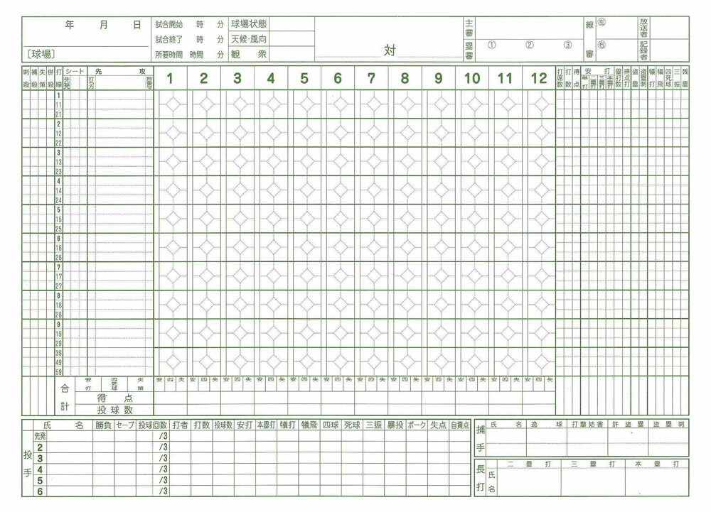 草野球スコアブック(エクセル・無料 ...