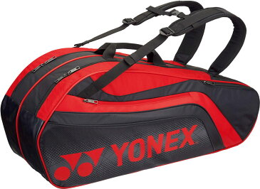 【ラッキーシール対象】Yonex（ヨネックス）テニスバッグ（テニス用ラケットバッグ） TOURNAMENT SERIES ラケットバック6 リュック付き（ラケット6本用）BAG1812Rブラック/レッド