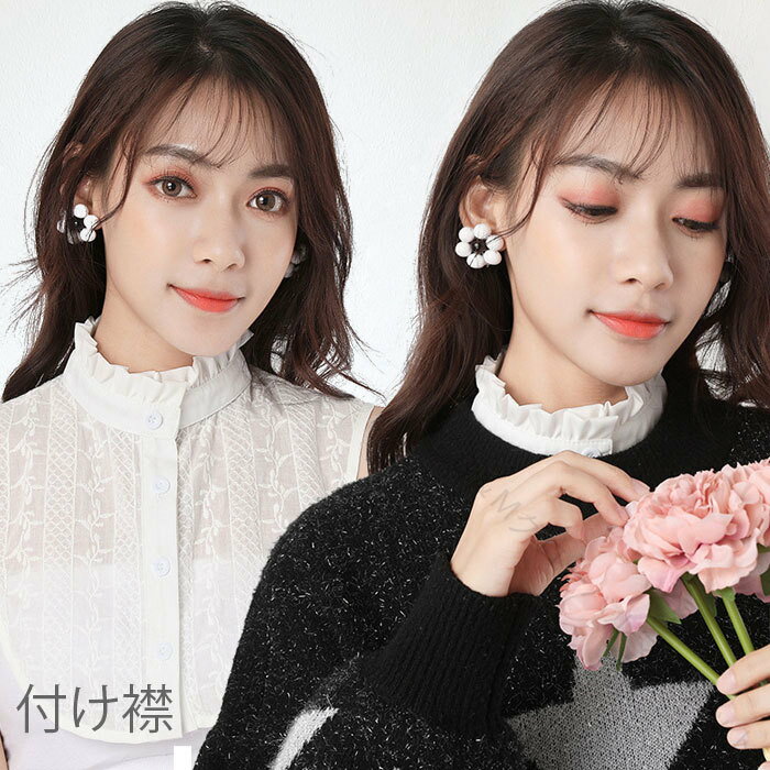 つけ襟 付け襟 レディース レース フェイクカラー 花柄レース フリル 無地 純色 ホワイト 重ね着風 レイヤード 清楚 可愛い お洒落 キレイめ フェミニン ファッション小物 冬新作 トレンド重視の上品デザインで様々なコーデにマッチするおしゃれアイテム