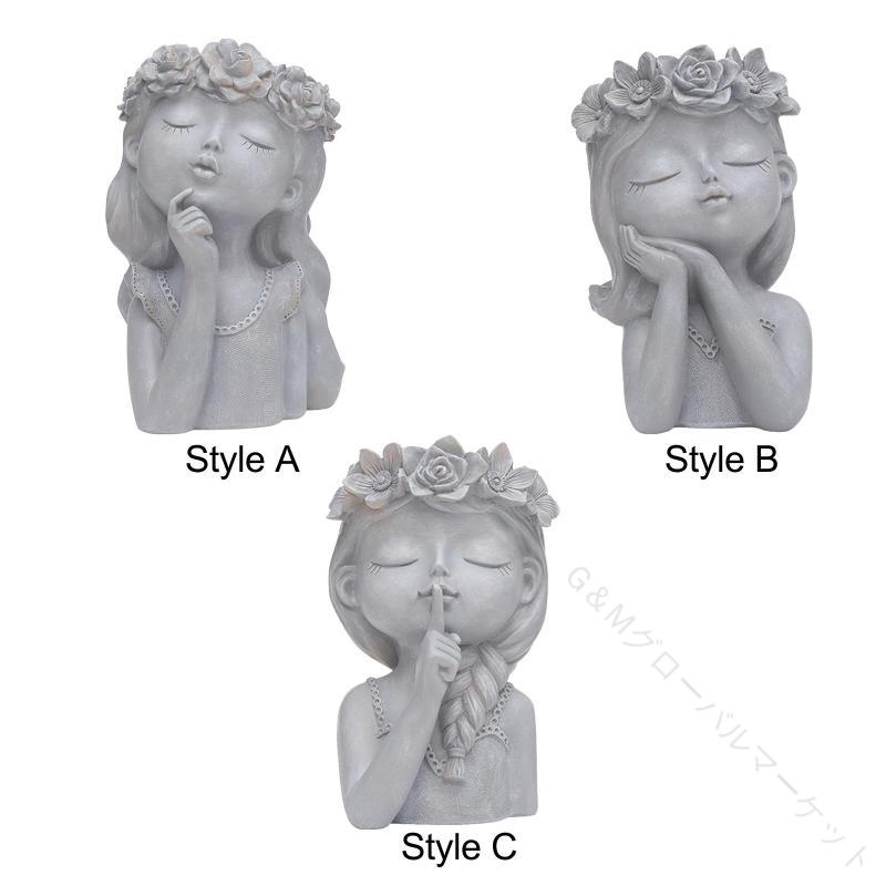 顔植木鉢 頭プランターポット 水抜き穴付き かわいい樹脂プランター 多肉植物や観葉植物に最適 軽量で..