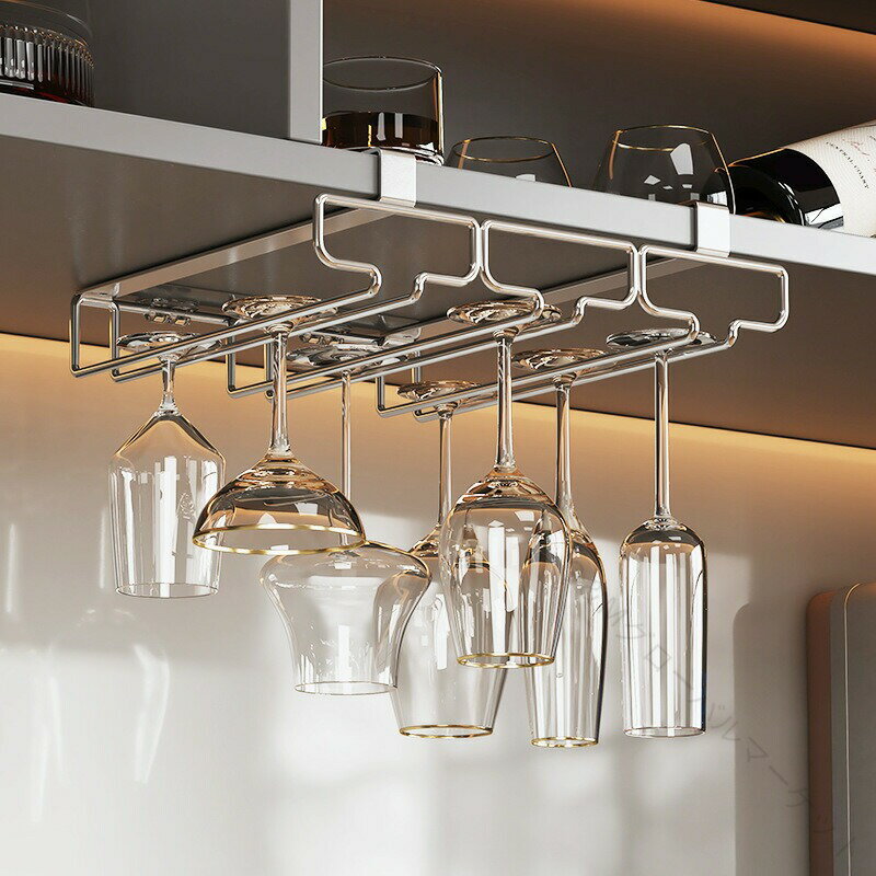 ワイングラスホルダー ワイングラスハンガー 差し込み式 吊り下げ 穴あけ不要 ステンレス製 シンプル キッチン戸棚ラック棚板用 ワイングラス収納 乾燥 水切り 吊下げ収納 便利設計