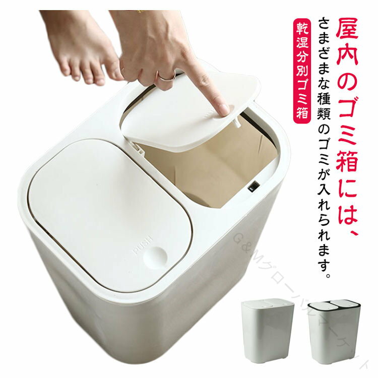 「北欧風 ゴミ箱 分別収納 手押し式 蓋付き 小型 2分割 インインテリア おしゃれ ダイソン対応 ストレージ 部屋用 ダブルバレル 乾湿分別 室内用 デザイン ゴミ分別 コンコンパクト 手放せない 整理整頓 プッシュオープン」