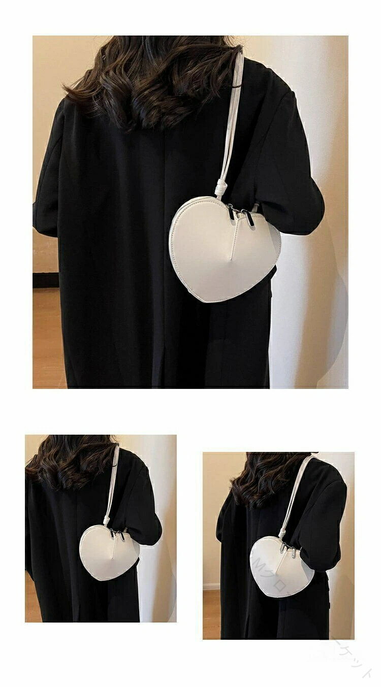 ハートバッグ 定番のハートBAG レディースショルダー2WAYバッグ PUレザーストリート無地 パーティースタイル ハロウィン エレガント 斜め掛けクロスボディ フォーマル 謝恩会 結婚式 二次会対応